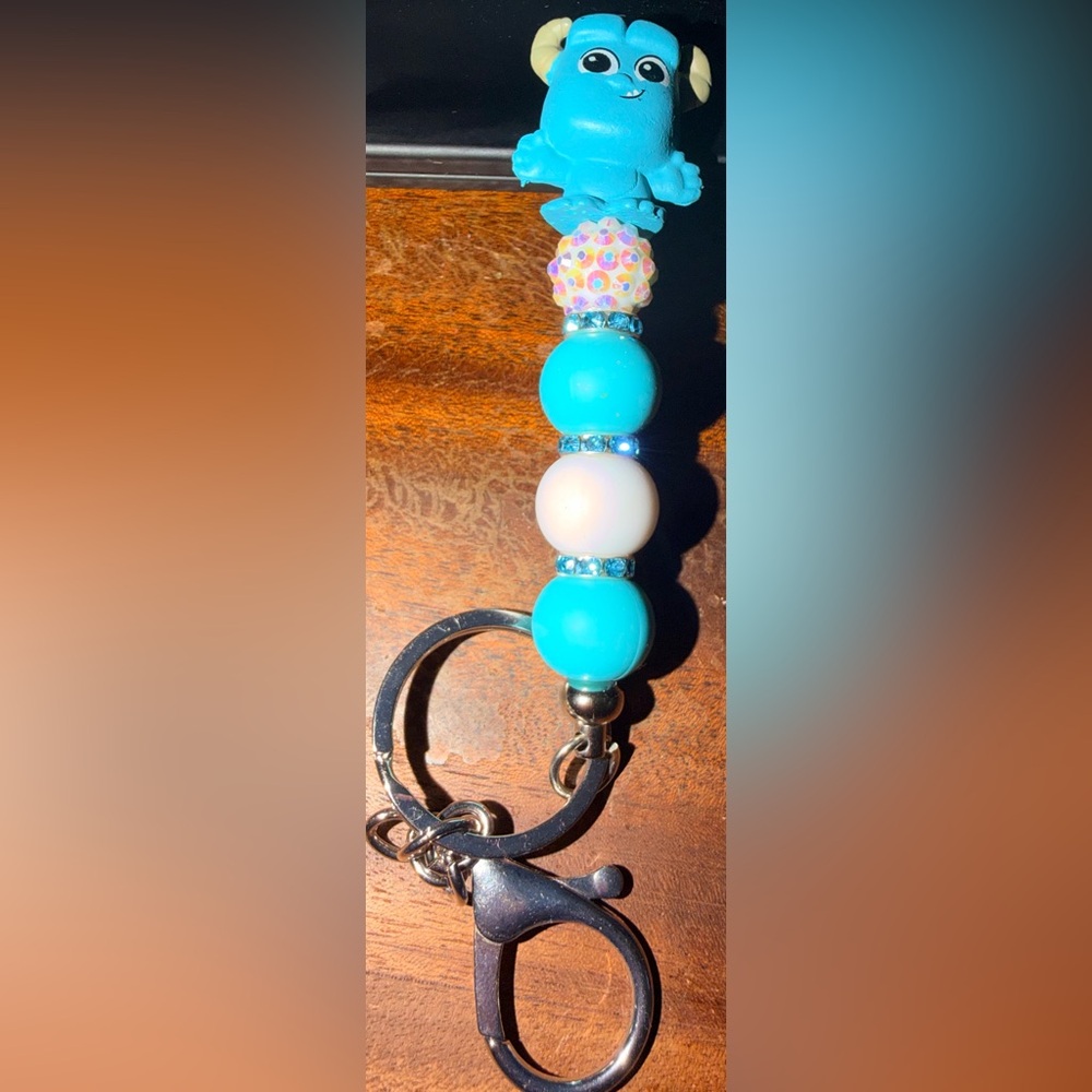 Sulley Blue Beaded Keychain/Bag Charm
